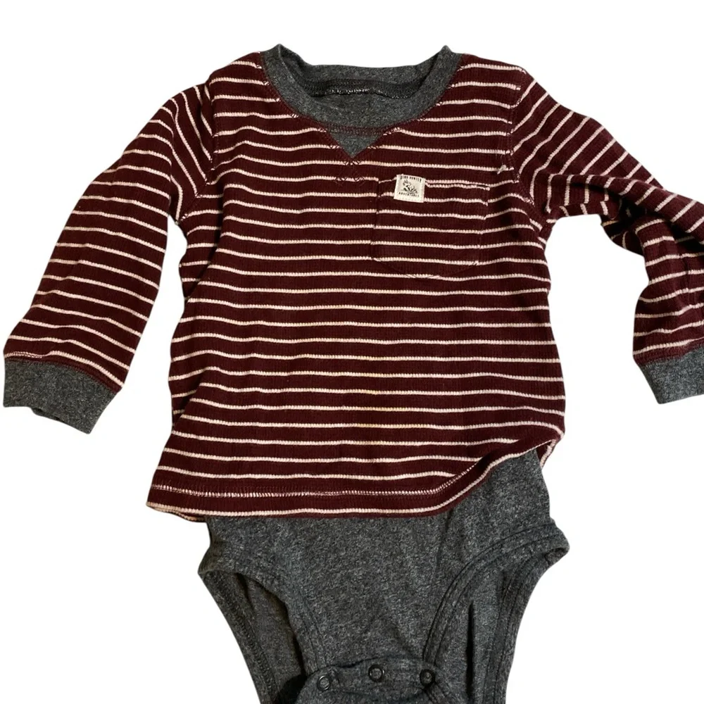 Toddler 24 months two long sleeve onsies and pair of pants red gray